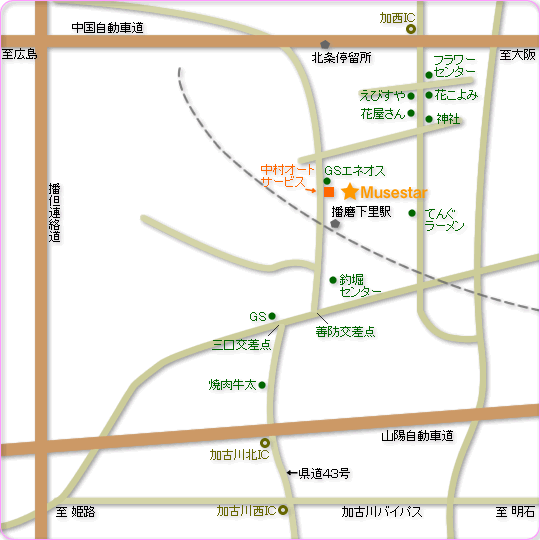 ミューズスター加西サロン 地図